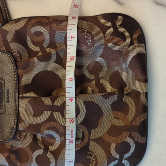 COACH Brown Sateen Madison Dotten OpArt Crossbody - Picture 8 of 10